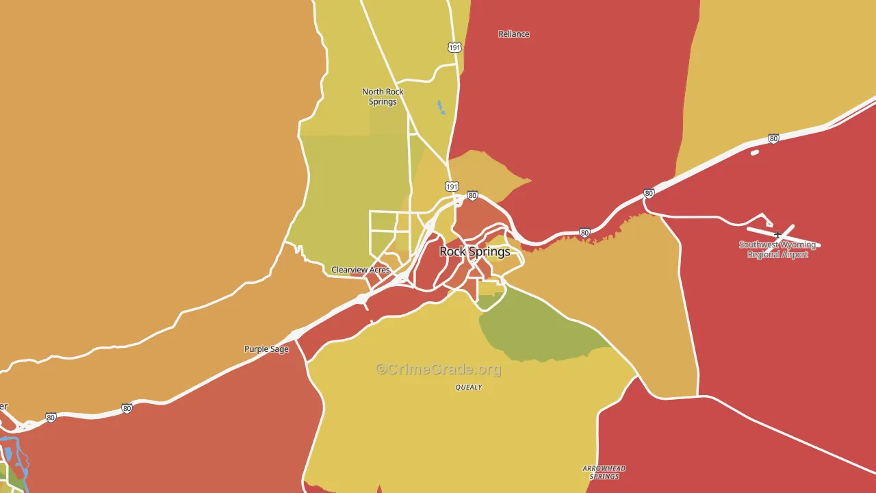 Rock Springs, WY Map of Assault Rates