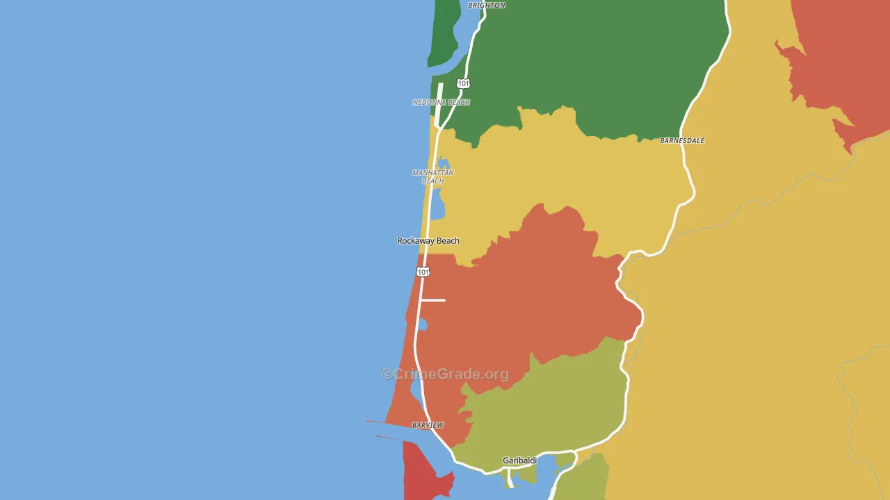 Rockaway Beach, OR Map of Assault Rates