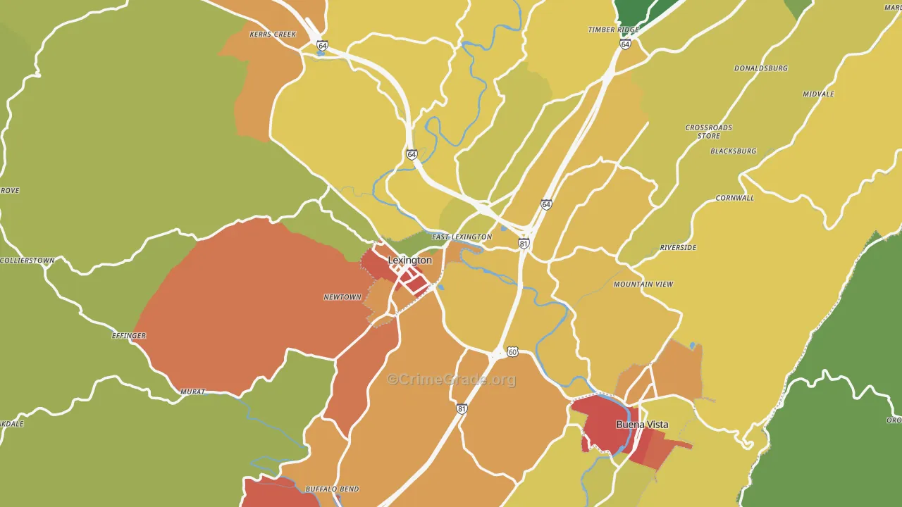 Rockbridge County, VA Map of Assault Rates