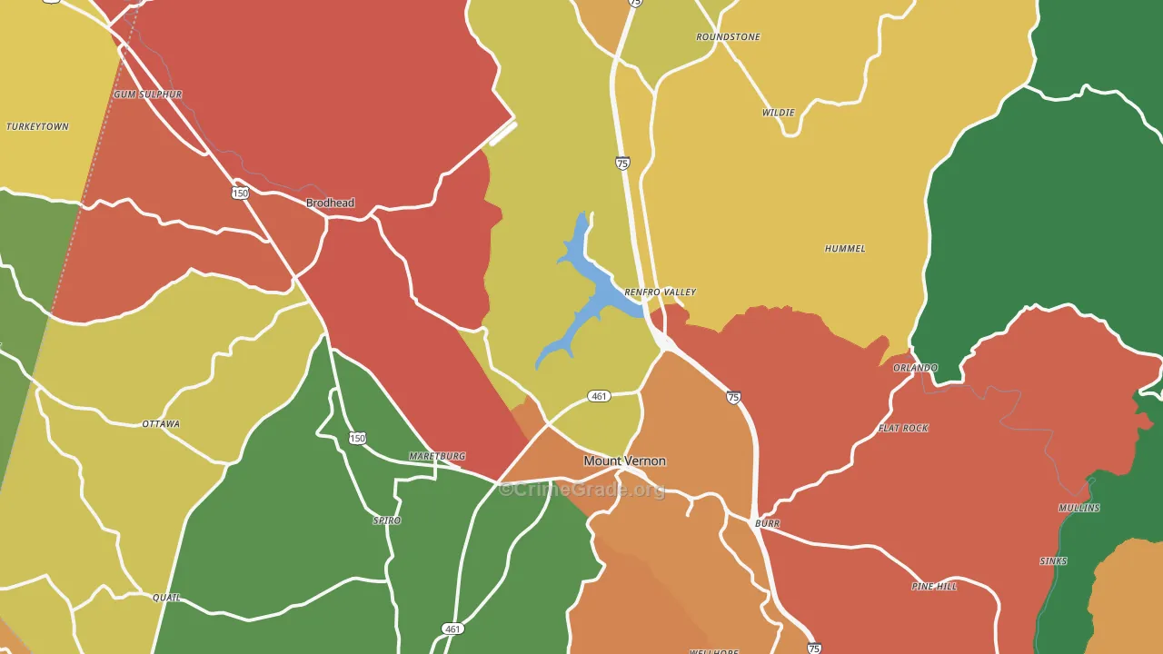 Rockcastle County, KY Map of Assault Rates