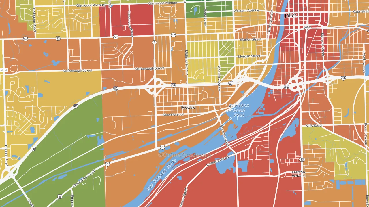 Rockdale, IL Map of Assault Rates