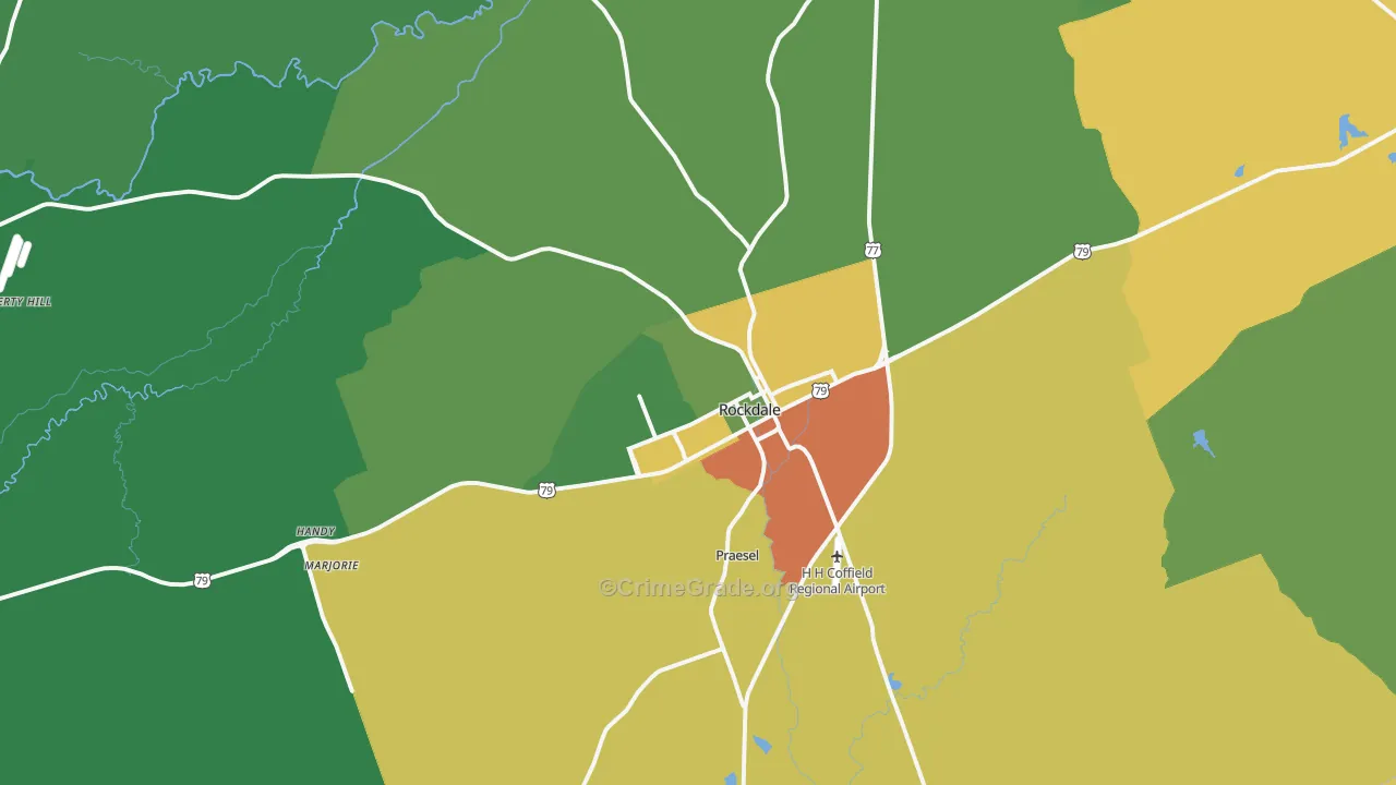 Rockdale, TX Map of Assault Rates