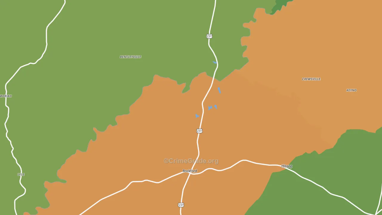 Rockford, AL Map of Assault Rates