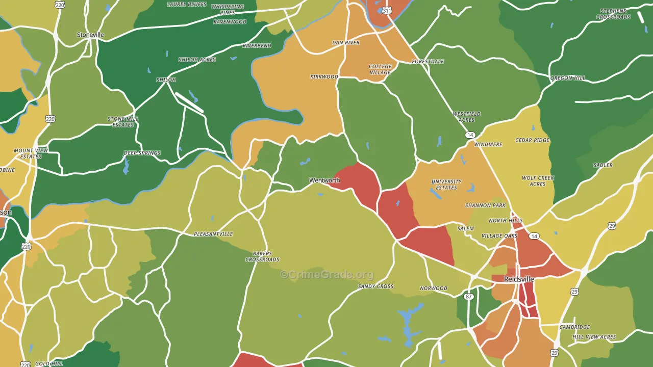 Rockingham County, NC Map of Assault Rates