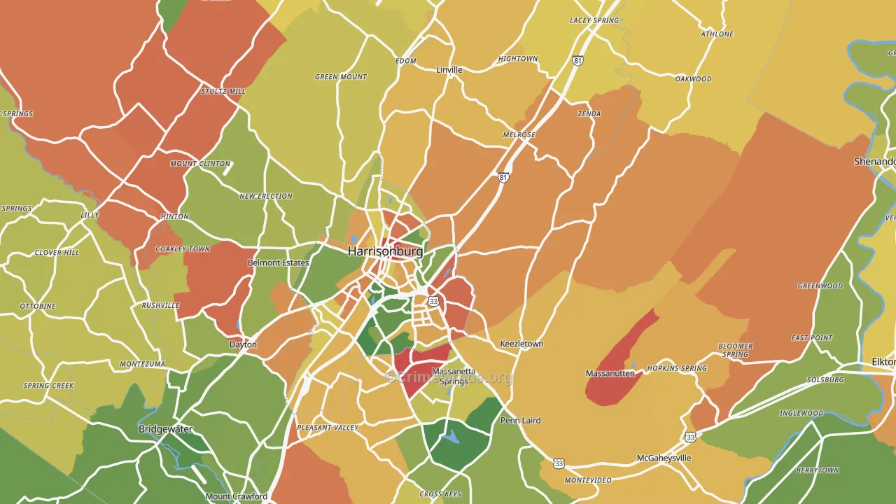 Rockingham County, VA Map of Assault Rates
