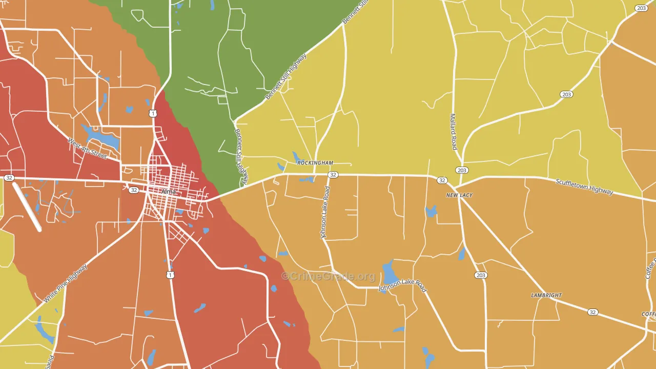 Rockingham, GA Map of Assault Rates