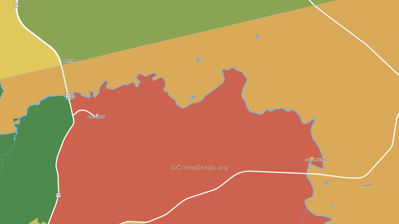 Rockland, TX Map of Assault Rates