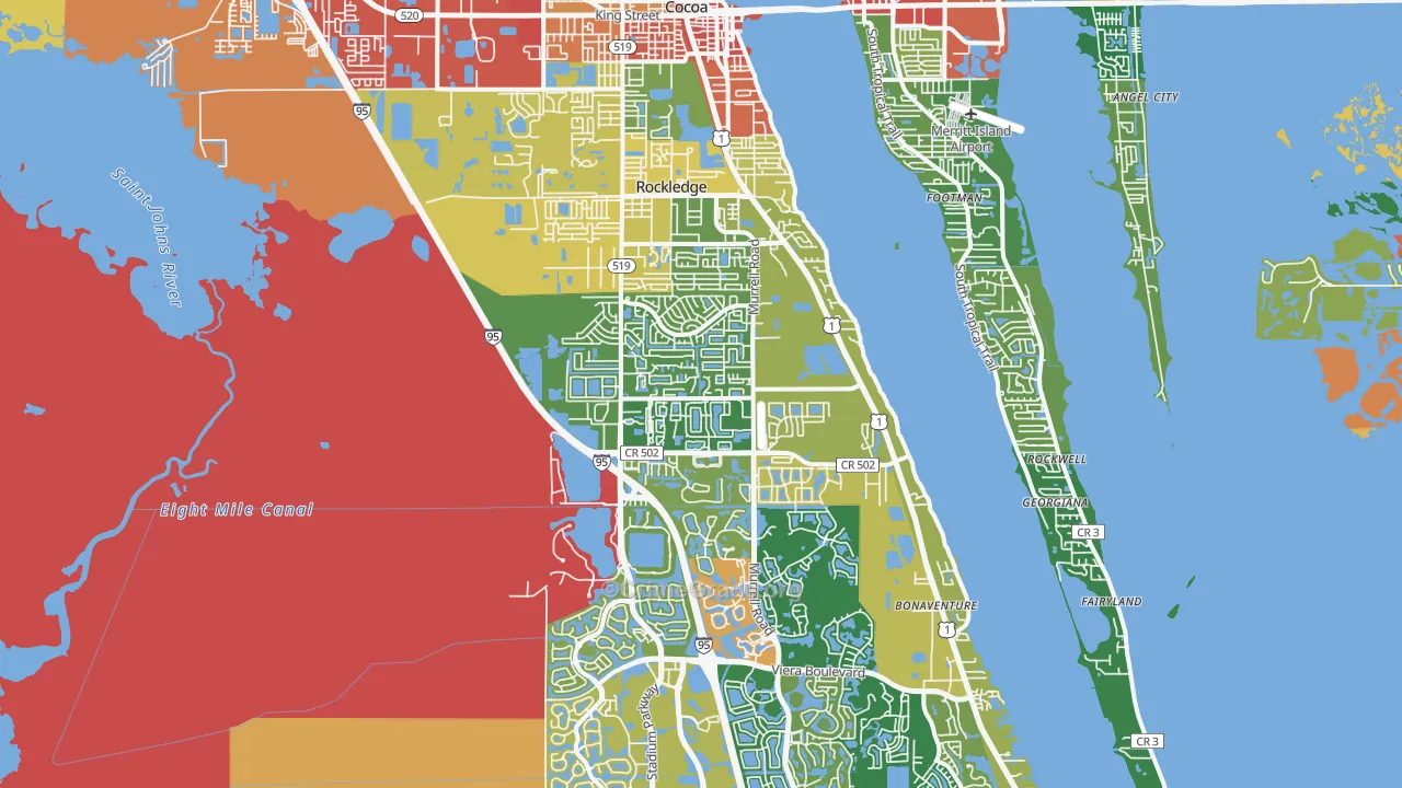 Rockledge, FL Map of Assault Rates