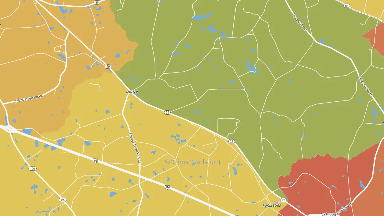 Rockledge, GA Map of Assault Rates