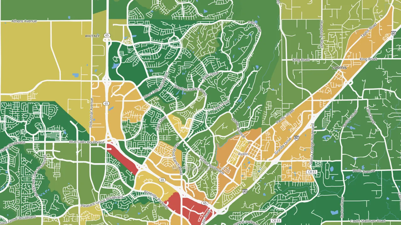 Rocklin, CA Map of Assault Rates