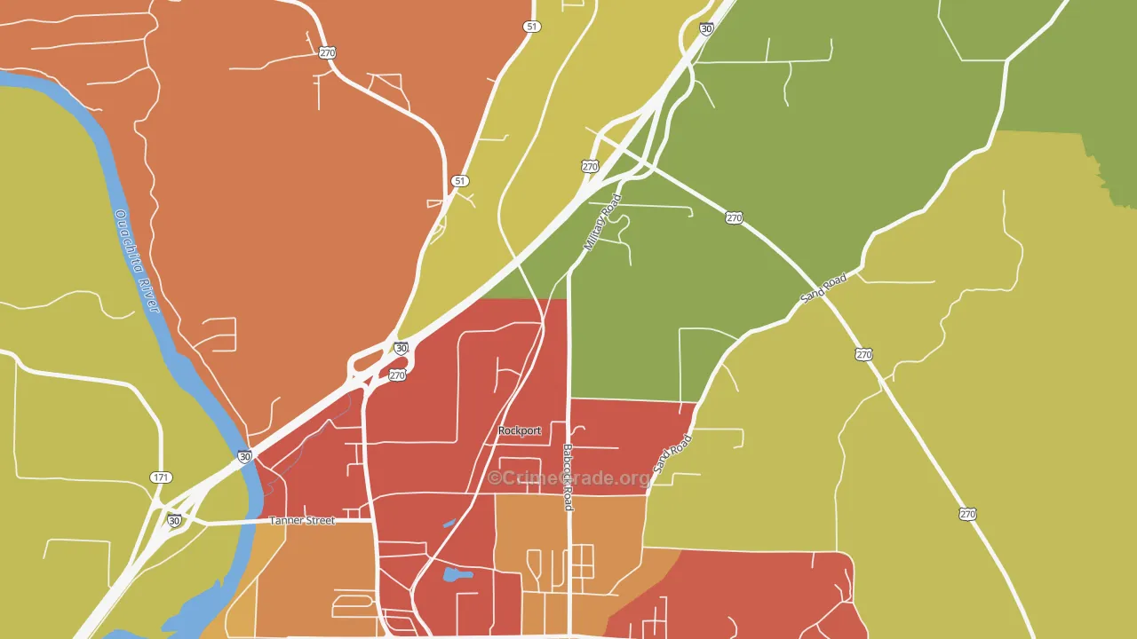 Rockport, AR Map of Assault Rates