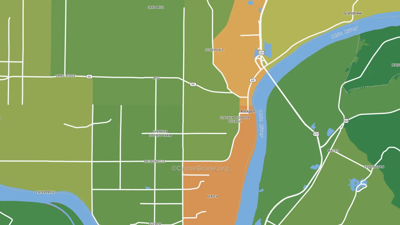 Rockport, IN Map of Assault Rates