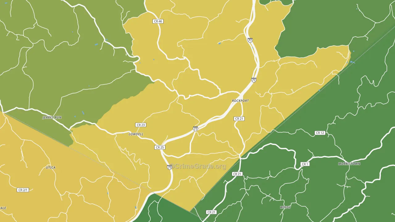 Rockport, WV Map of Assault Rates