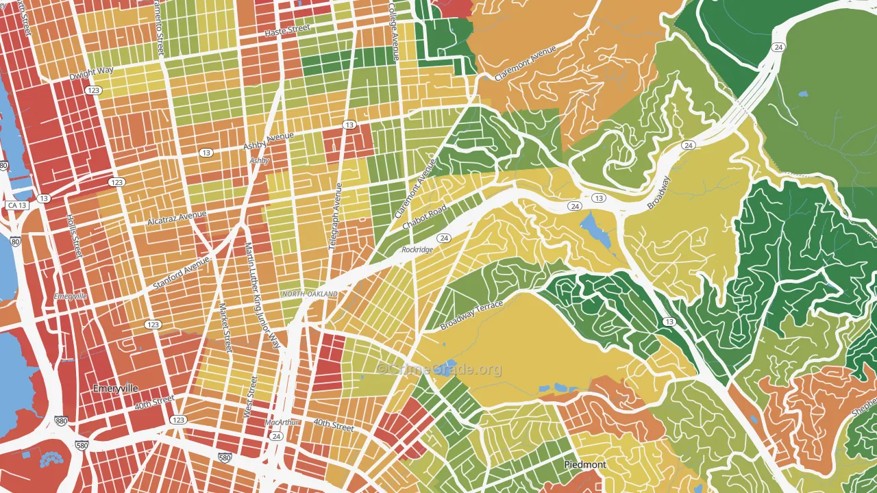 Rockridge, Oakland, CA Map of Assault Rates