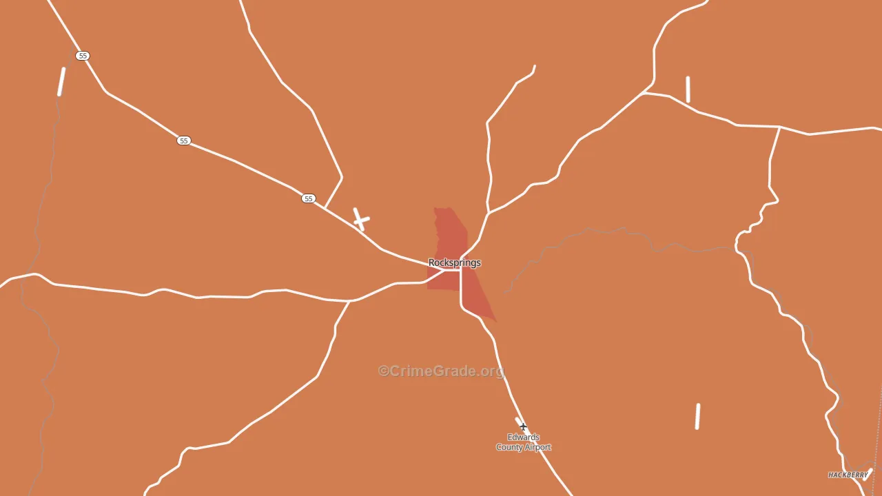 Rocksprings, TX Map of Assault Rates