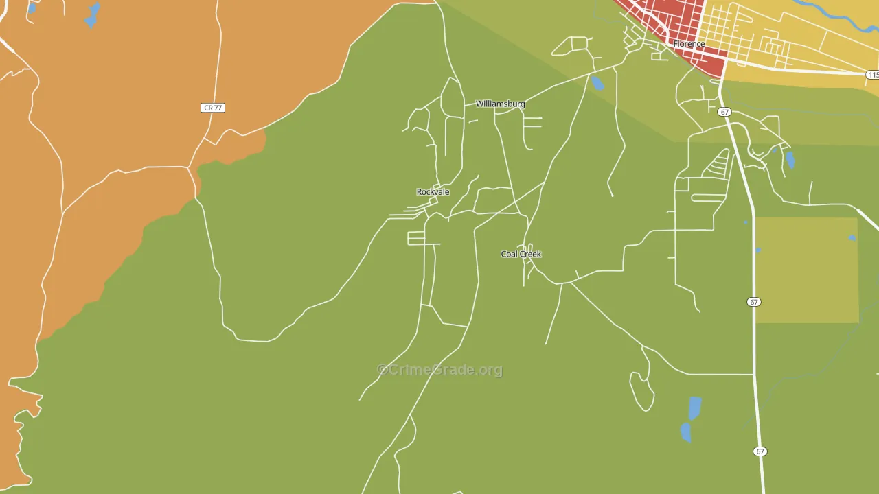 Rockvale, CO Map of Assault Rates