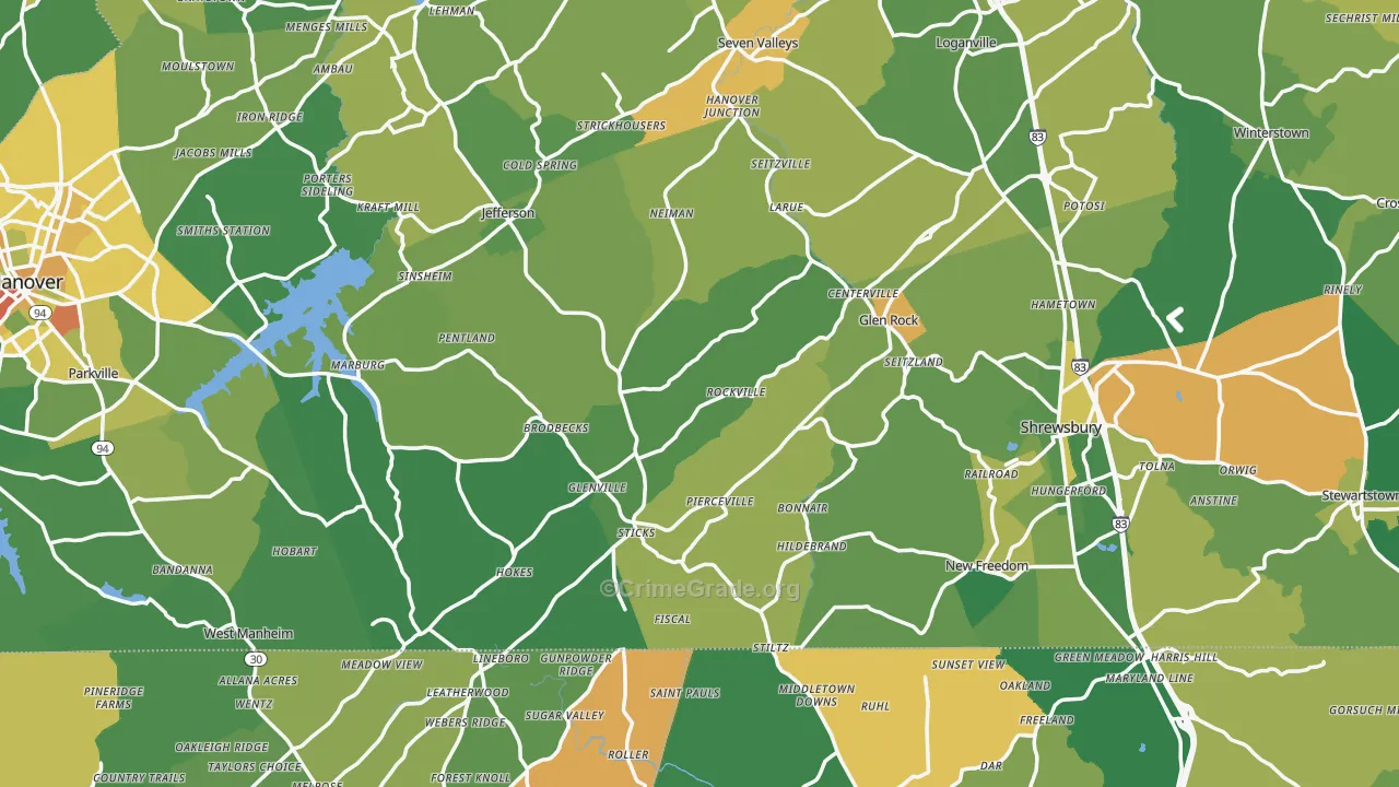 Rockville, PA Map of Assault Rates