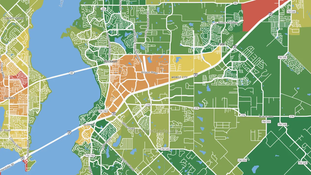 Rockwall County, TX Map of Assault Rates