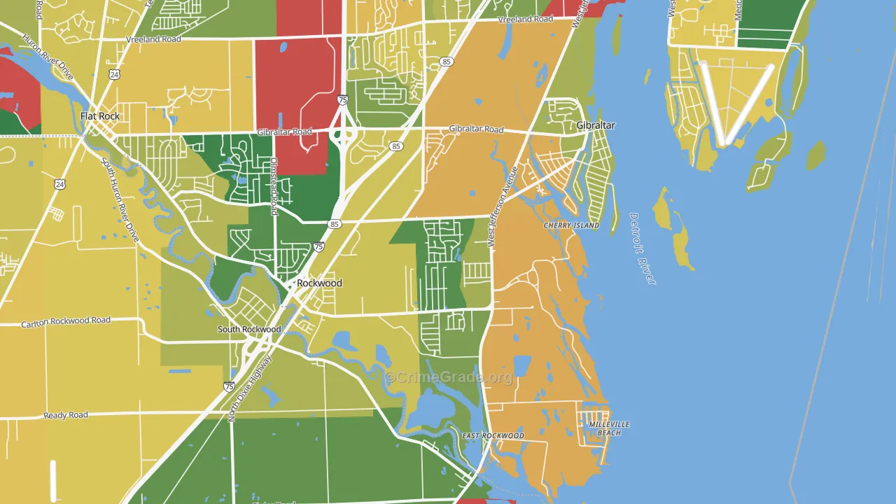 Rockwood, MI Map of Assault Rates