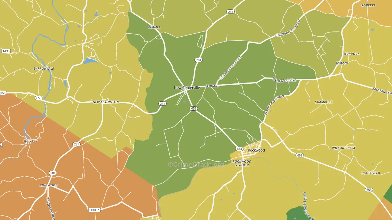 Rockwood, PA Map of Assault Rates