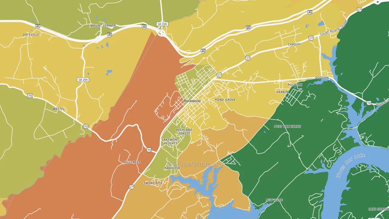 Rockwood, TN Map of Assault Rates