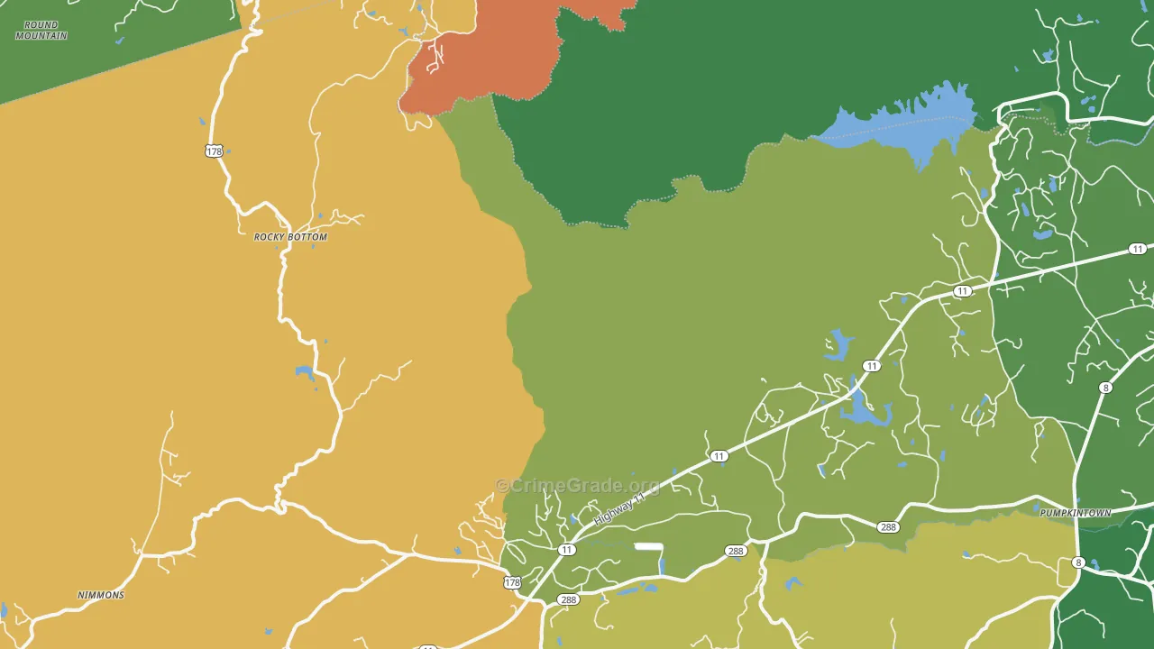 Rocky Bottom, SC Map of Assault Rates