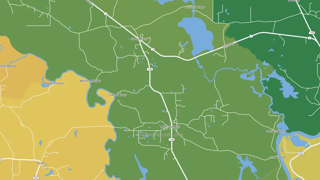 Rocky Branch, LA Map of Assault Rates