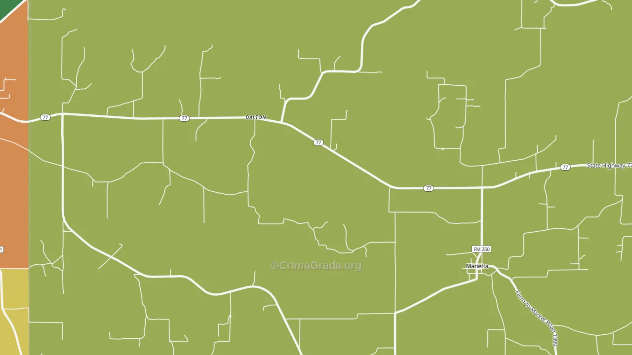 Rocky Branch, TX Map of Assault Rates