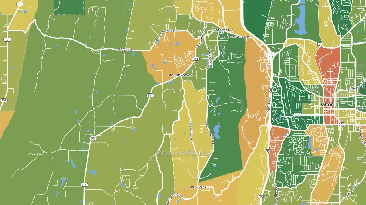 Rocky Face, GA Map of Assault Rates