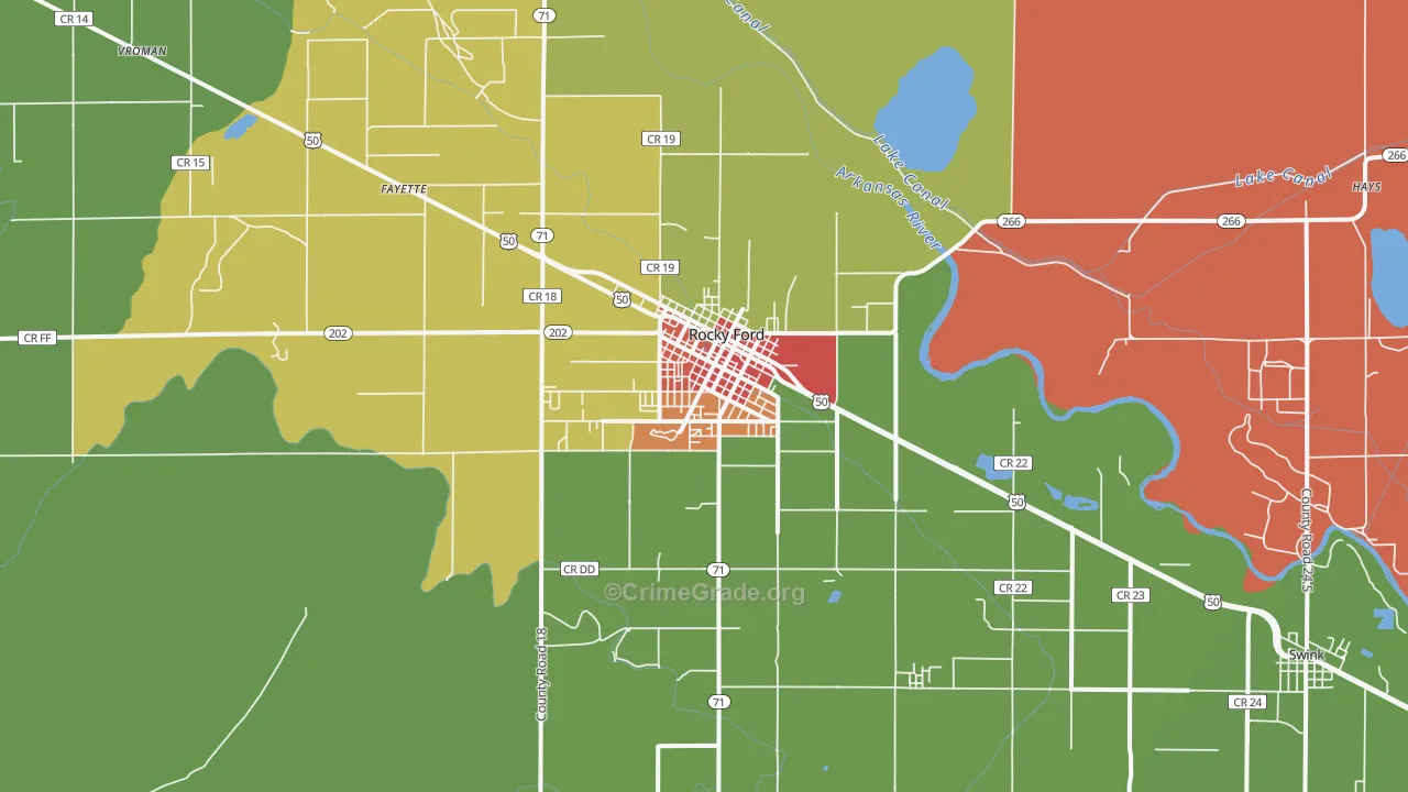 Rocky Ford, CO Map of Assault Rates