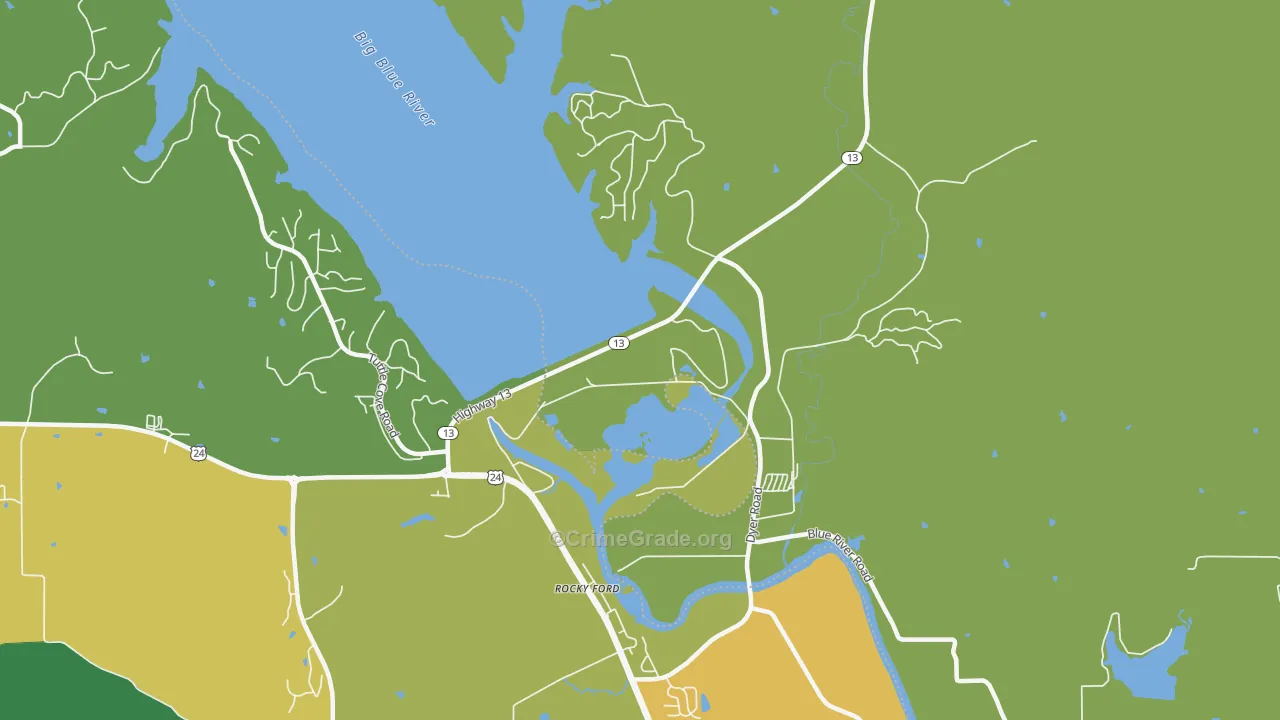 Rocky Ford, KS Map of Assault Rates