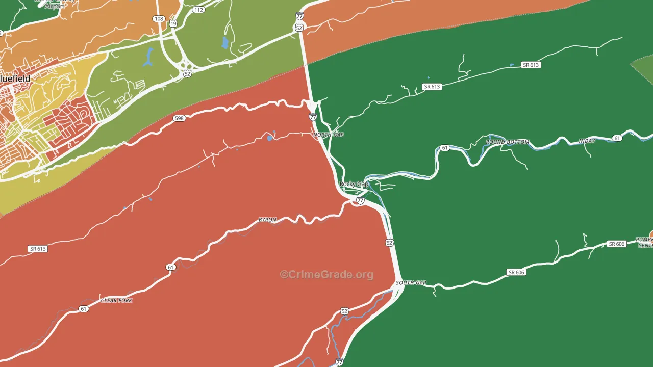 Rocky Gap, VA Map of Assault Rates