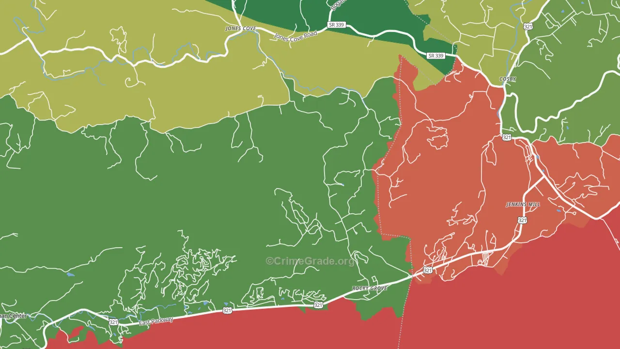 Rocky Grove, TN Map of Assault Rates