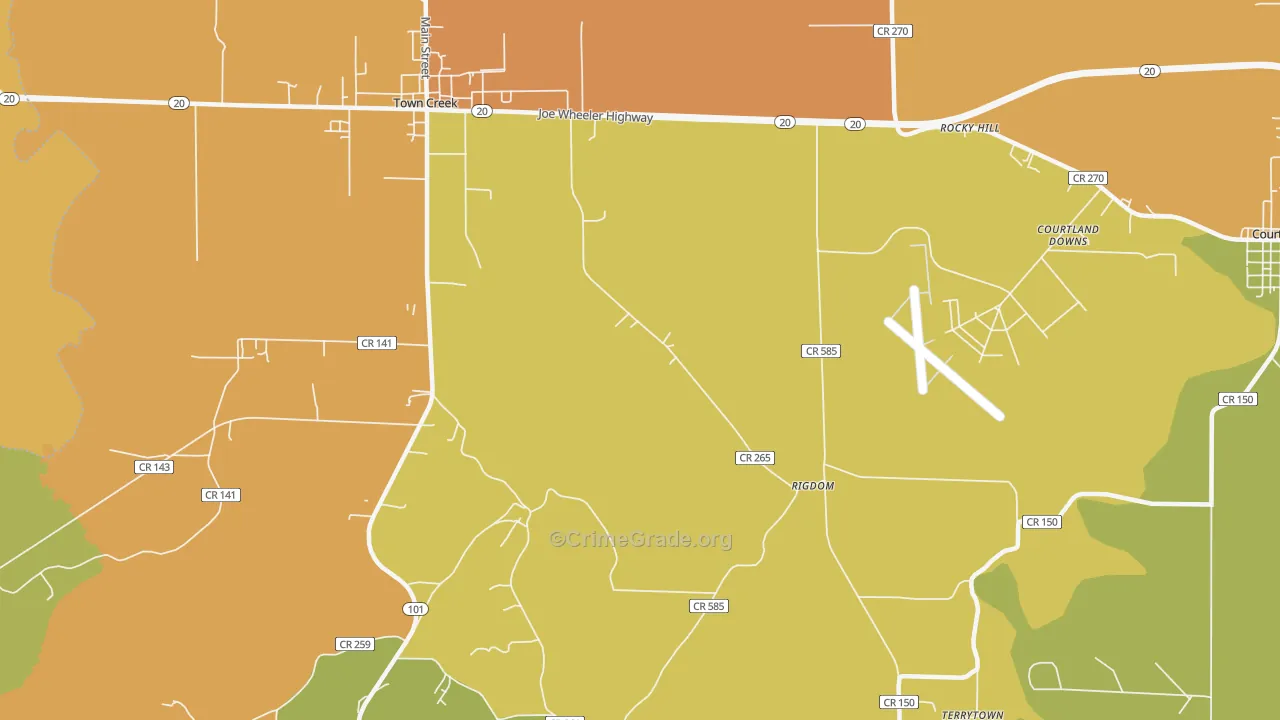 Rocky Hill, AL Map of Assault Rates