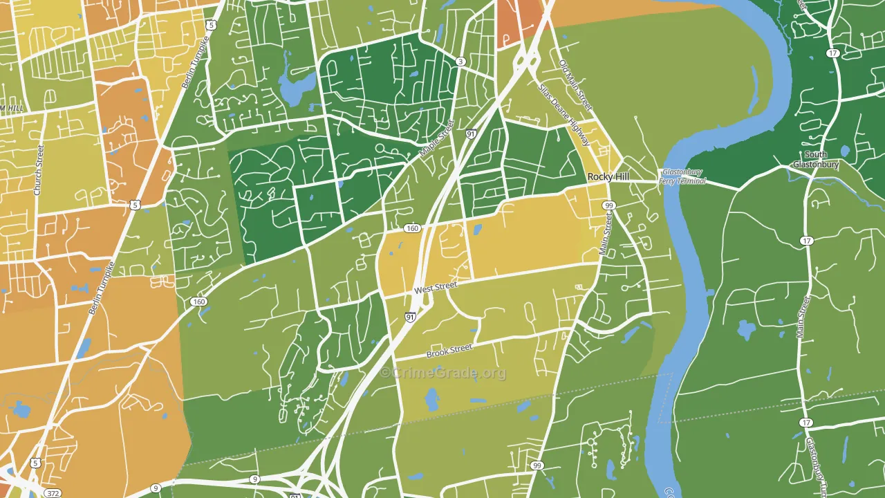 Rocky Hill, CT Map of Assault Rates