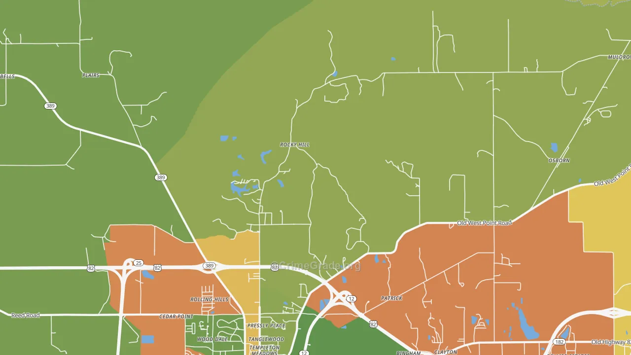 Rocky Hill, MS Map of Assault Rates