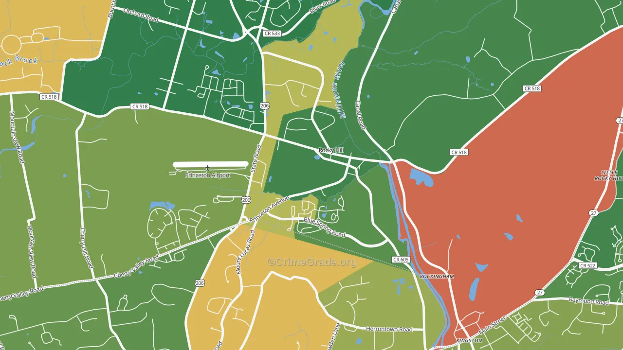 Rocky Hill, NJ Map of Assault Rates