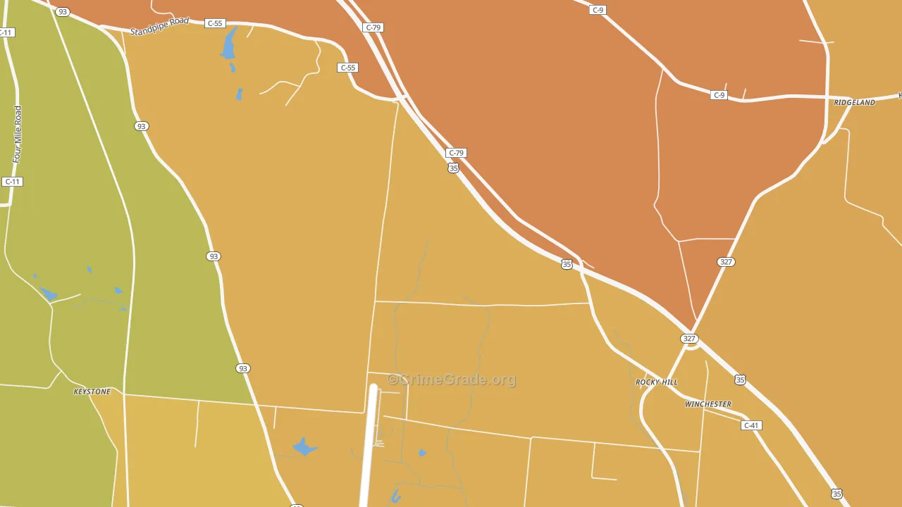 Rocky Hill, OH Map of Assault Rates