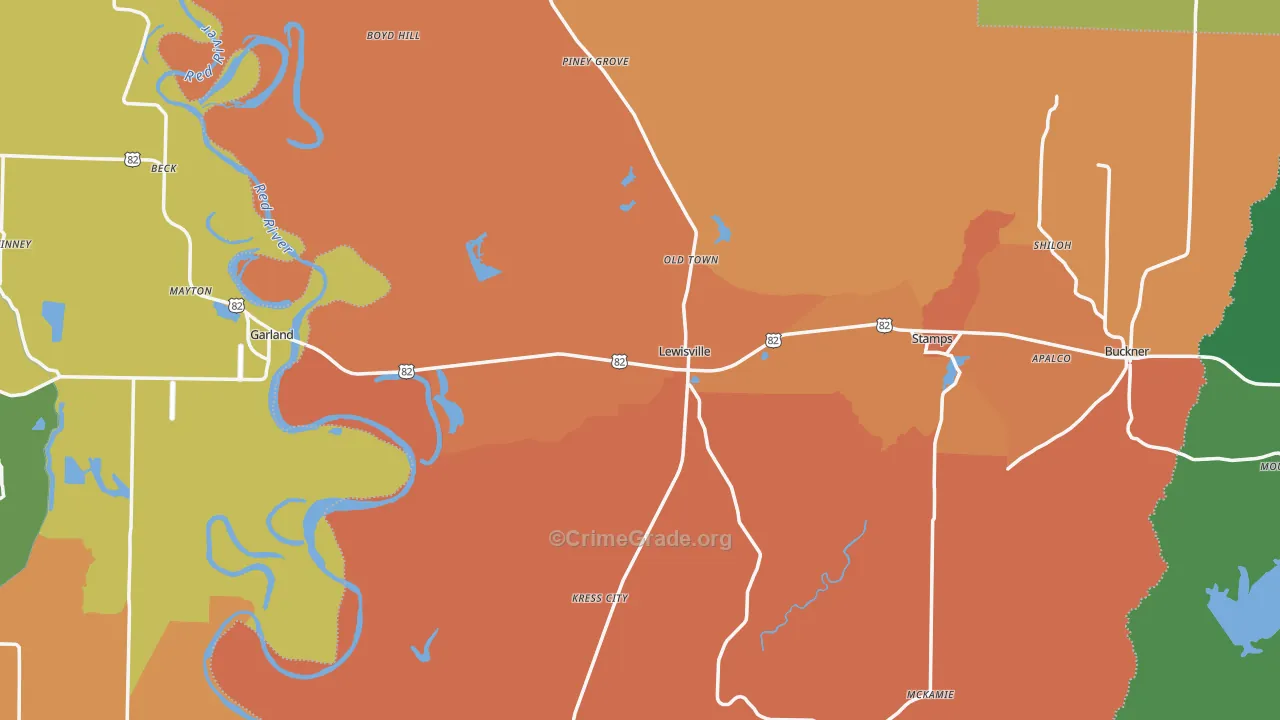 Rocky Mound, AR Map of Assault Rates