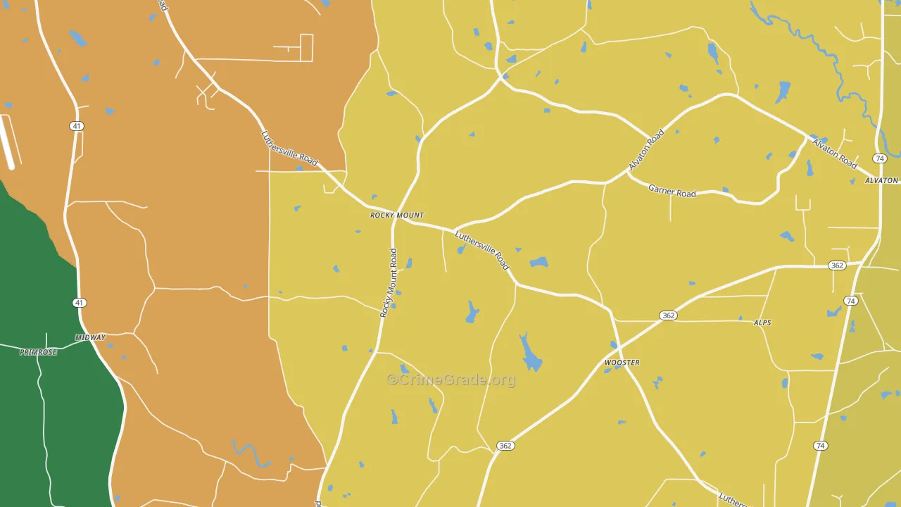 Rocky Mount, GA Map of Assault Rates