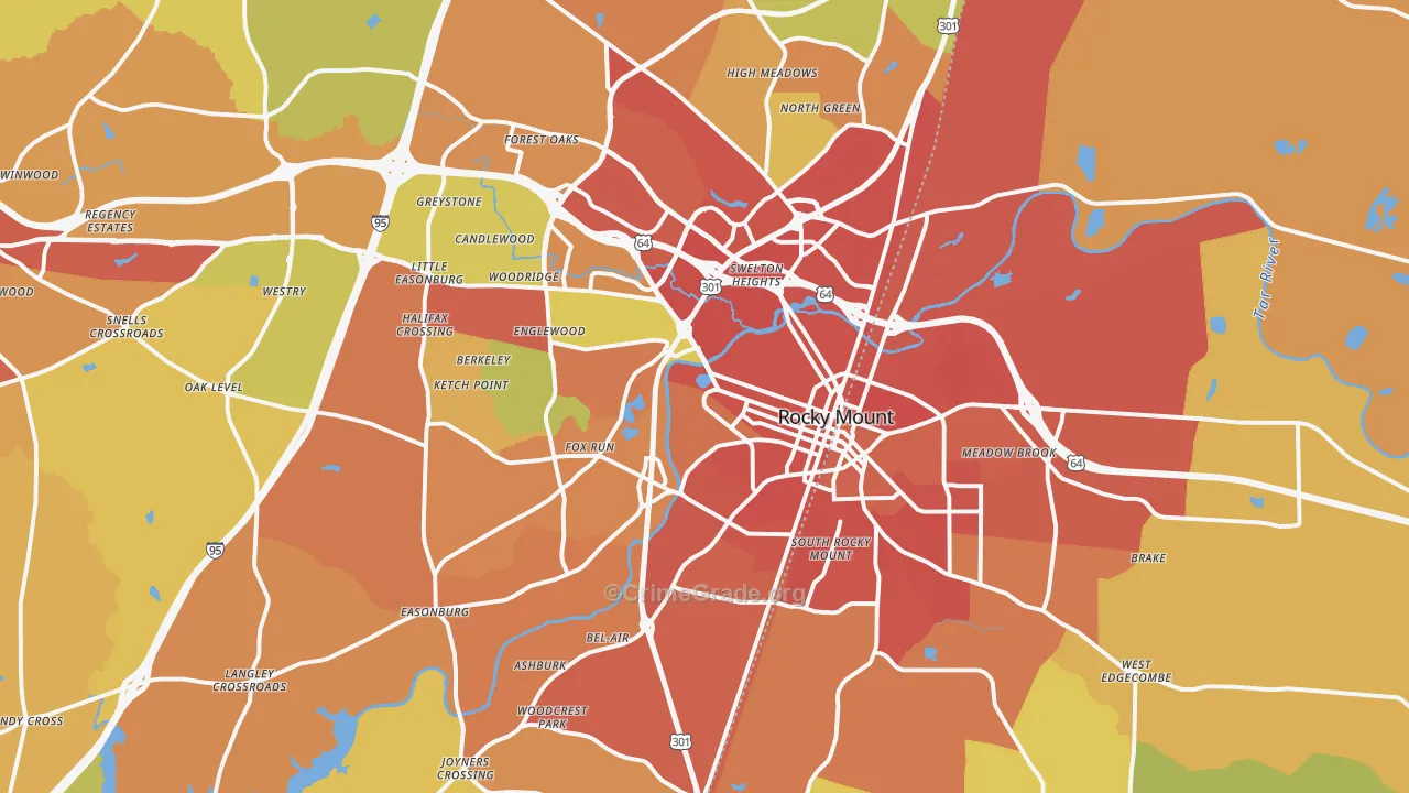 Rocky Mount, NC Map of Assault Rates