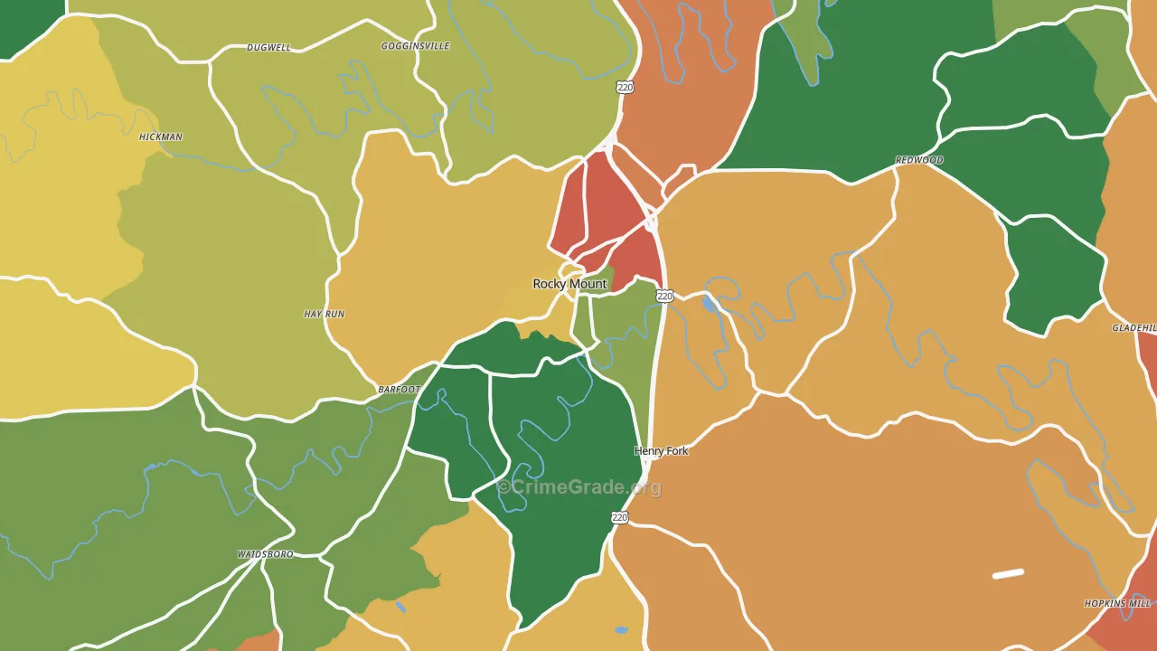 Rocky Mount, VA Map of Assault Rates