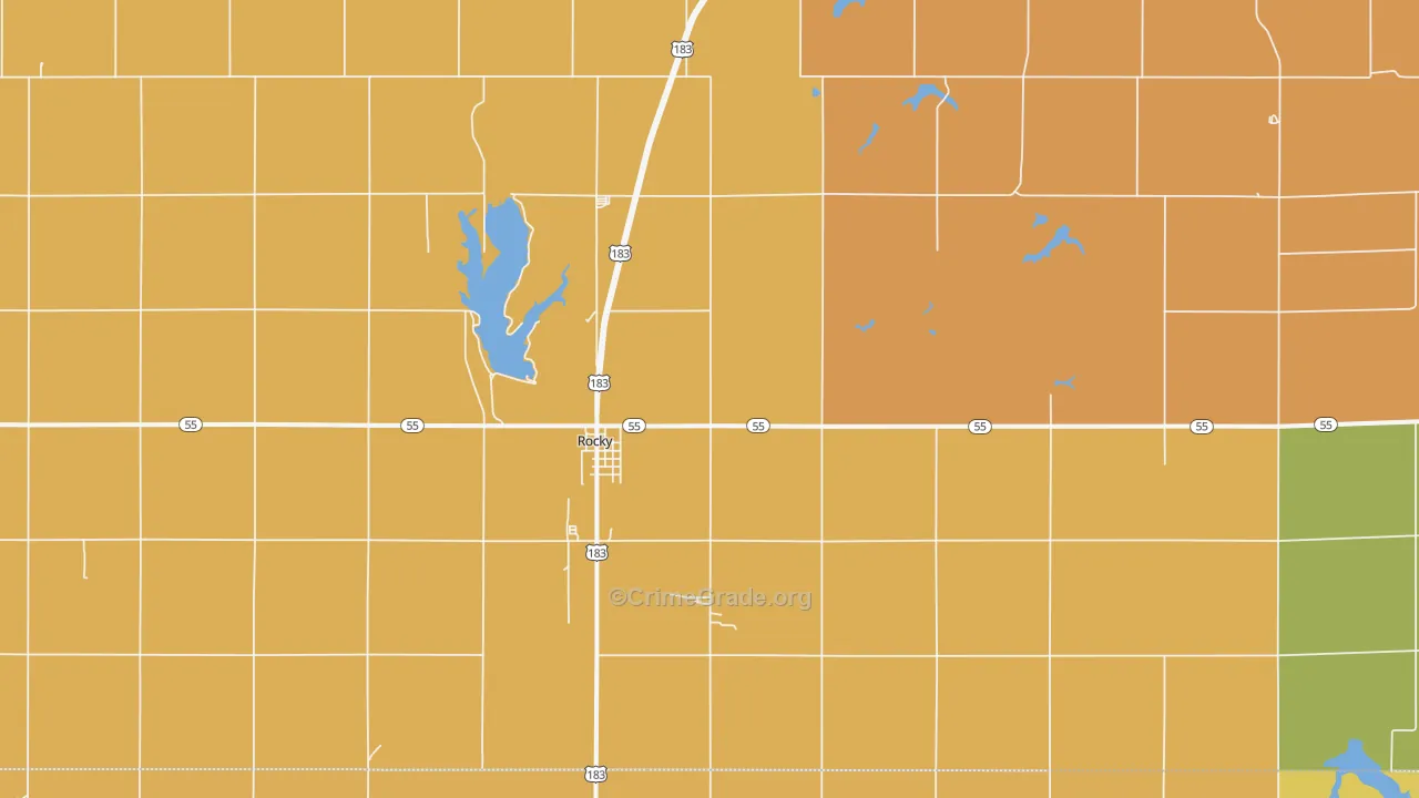 Rocky, OK Map of Assault Rates