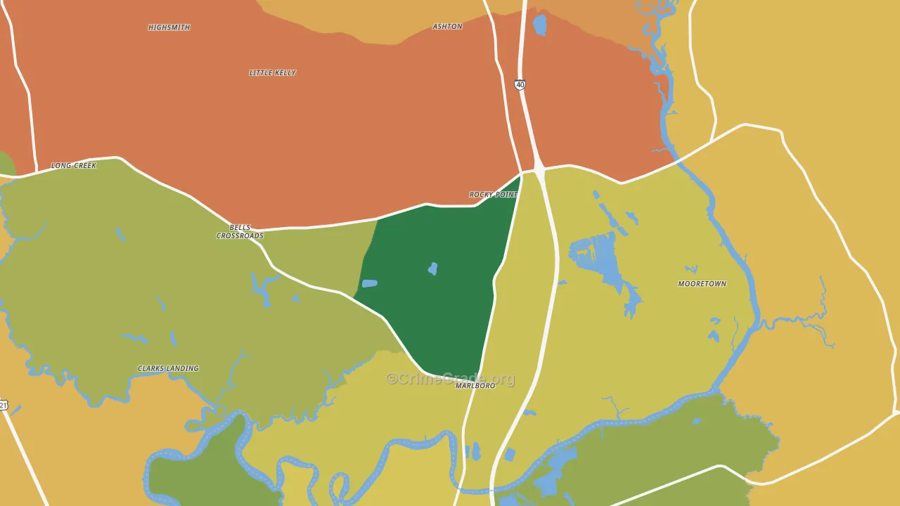 Rocky Point, NC Map of Assault Rates