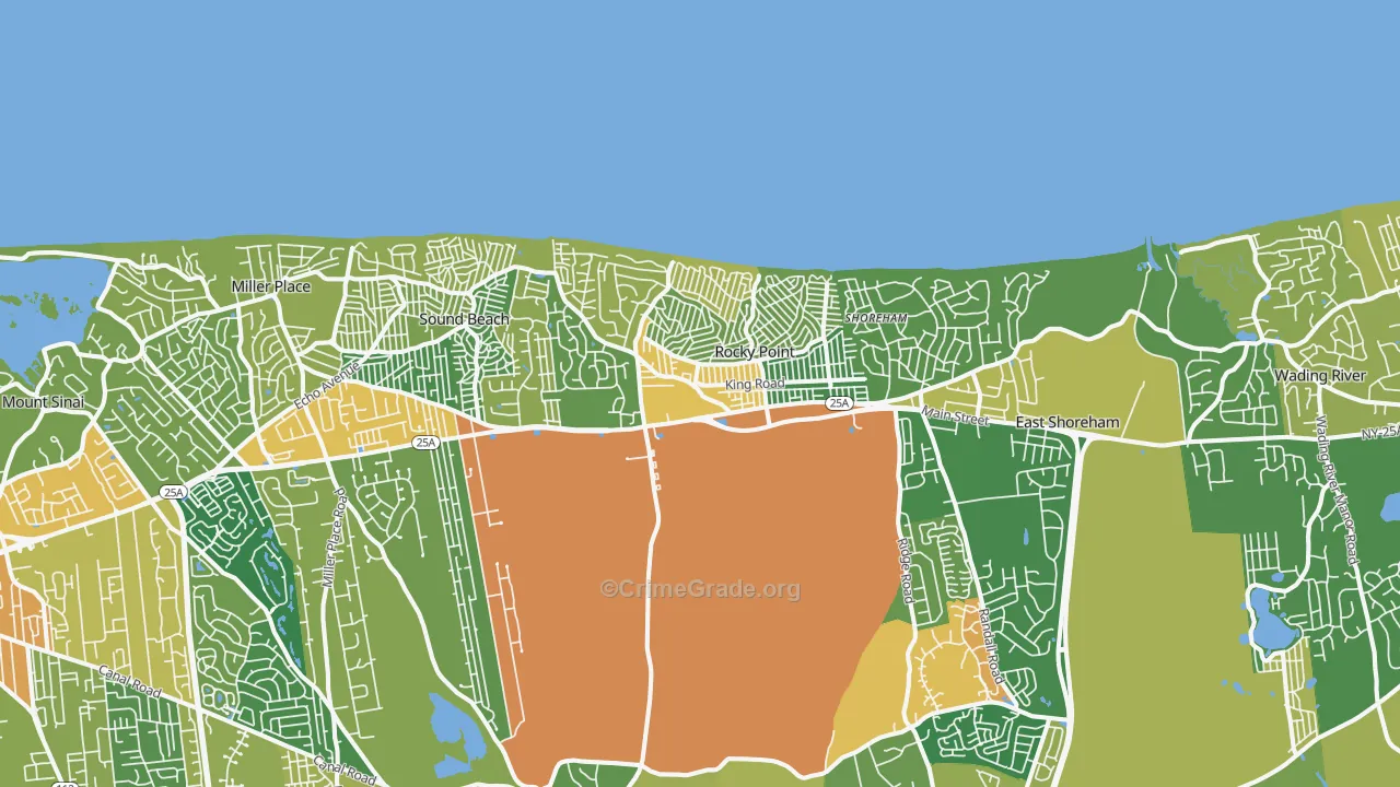 Rocky Point, NY Map of Assault Rates
