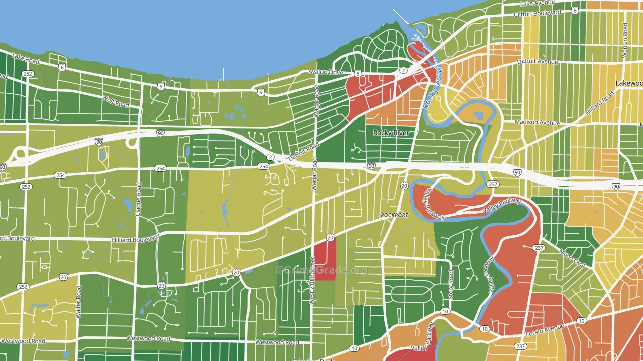 Rocky River, OH Map of Assault Rates
