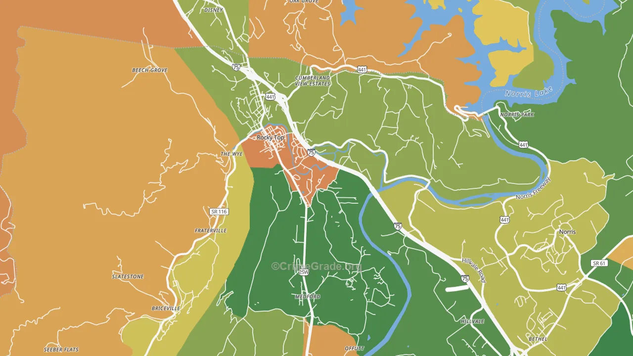 Rocky Top, TN Map of Assault Rates