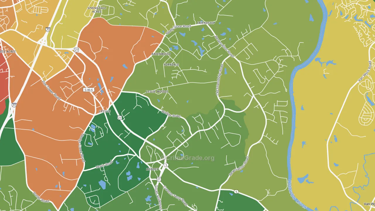 Roddy, SC Map of Assault Rates