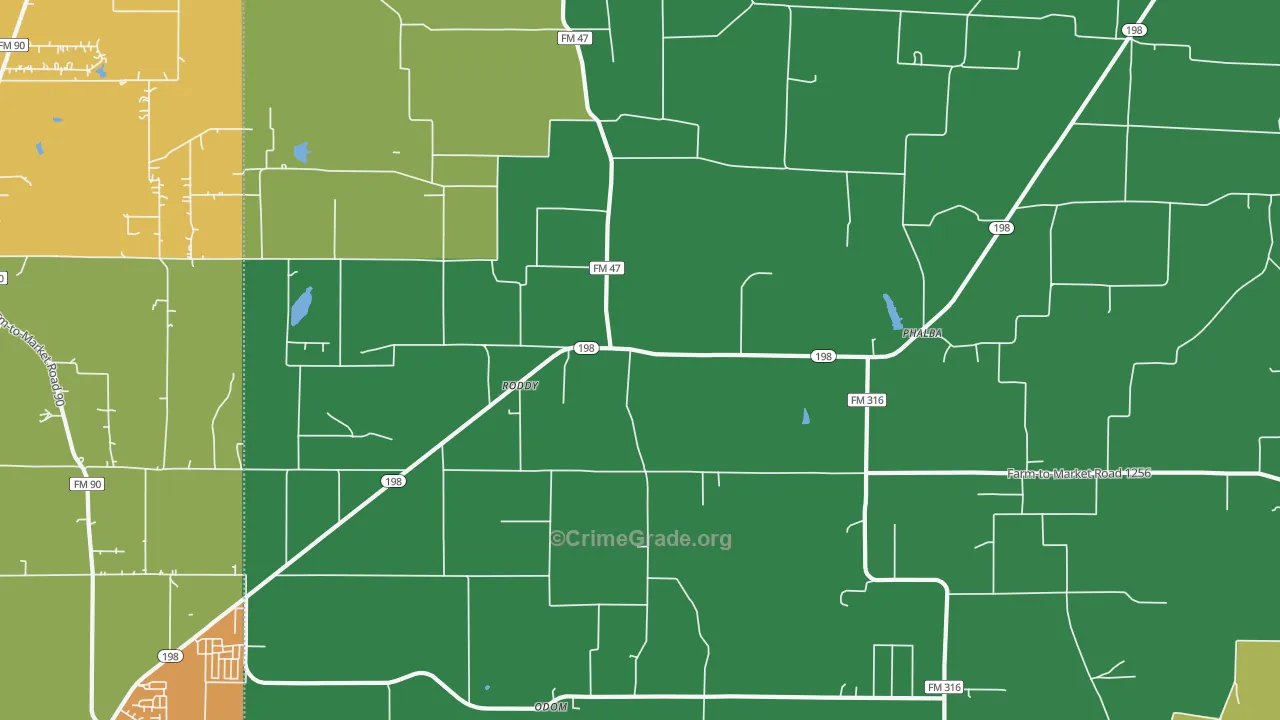Roddy, TX Map of Assault Rates