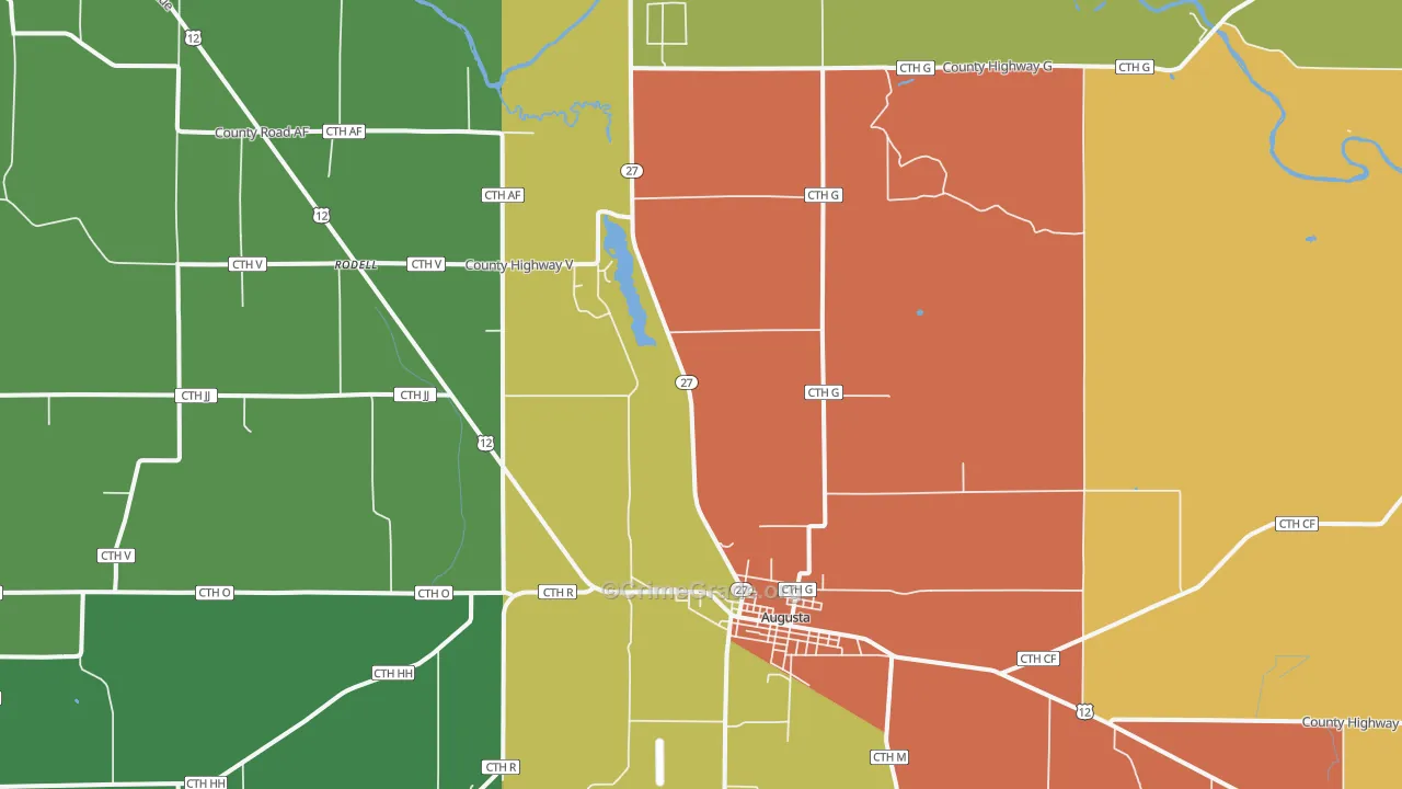 Rodell, WI Map of Assault Rates